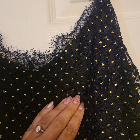 3/$75 - Black & Gold Stuffed Black Lace Dress - Rachel Roy - 10 - Picture 3 of 6